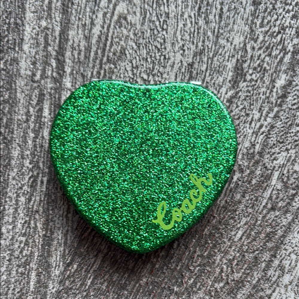 Coach Green Glitter Heart Accessory